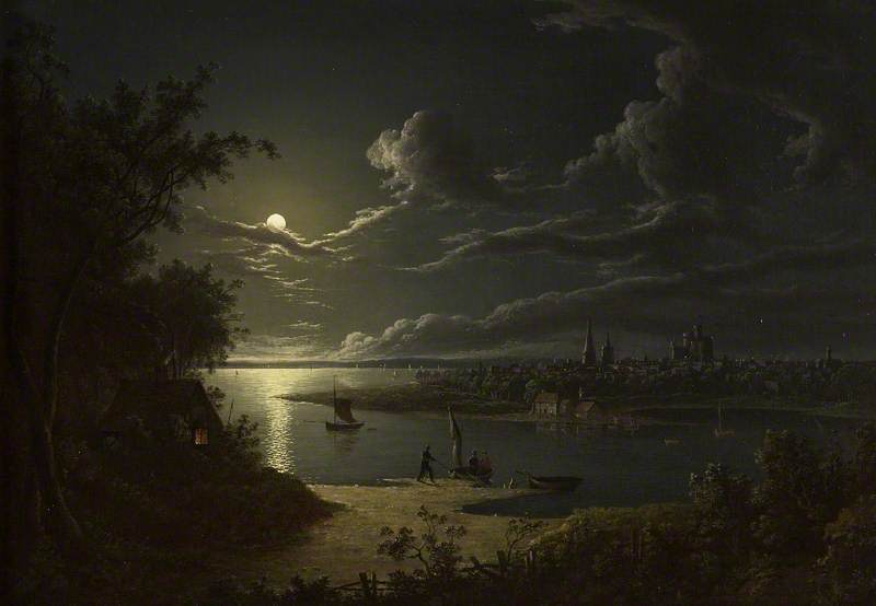 Order Paintings Reproductions Moonlight Scene, 1819 by Sebastian Pether (1790-1844) | ArtsDot.com