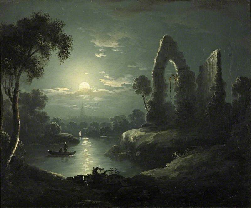 Buy Museum Art Reproductions Moonlit River Landscape by Sebastian Pether (1790-1844) | ArtsDot.com