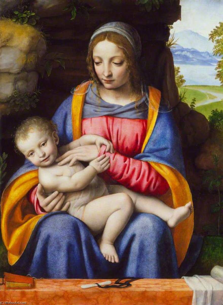 Order Oil Painting Replica The Virgin and Child in a Landscape, 1520 by Bernardino Luini (1480-1532, Italy) | ArtsDot.com