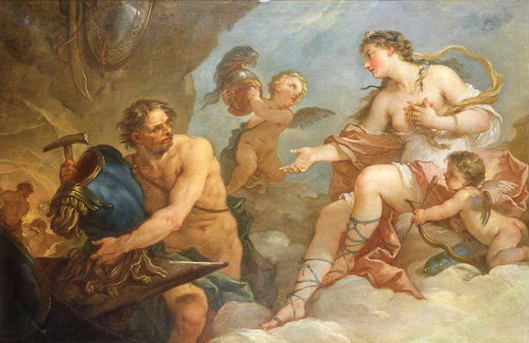 Achat Reproductions D'art Le Feu, ou Vénus dans la forge de Vulcain demande des armes pour Enée de Charles Joseph Natoire (1700-1777, France) | ArtsDot.com