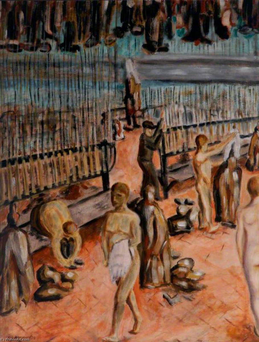 Order Oil Painting Replica Pithead Baths, 1939 by Oliver Kilbourn (Inspired By) (1904-1993, United Kingdom) | ArtsDot.com