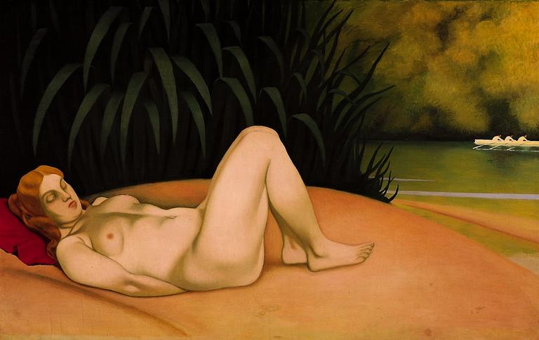 Order Paintings Reproductions Femme nue dormant au bord de l`eau by Felix Vallotton (1865-1925, Switzerland) | ArtsDot.com