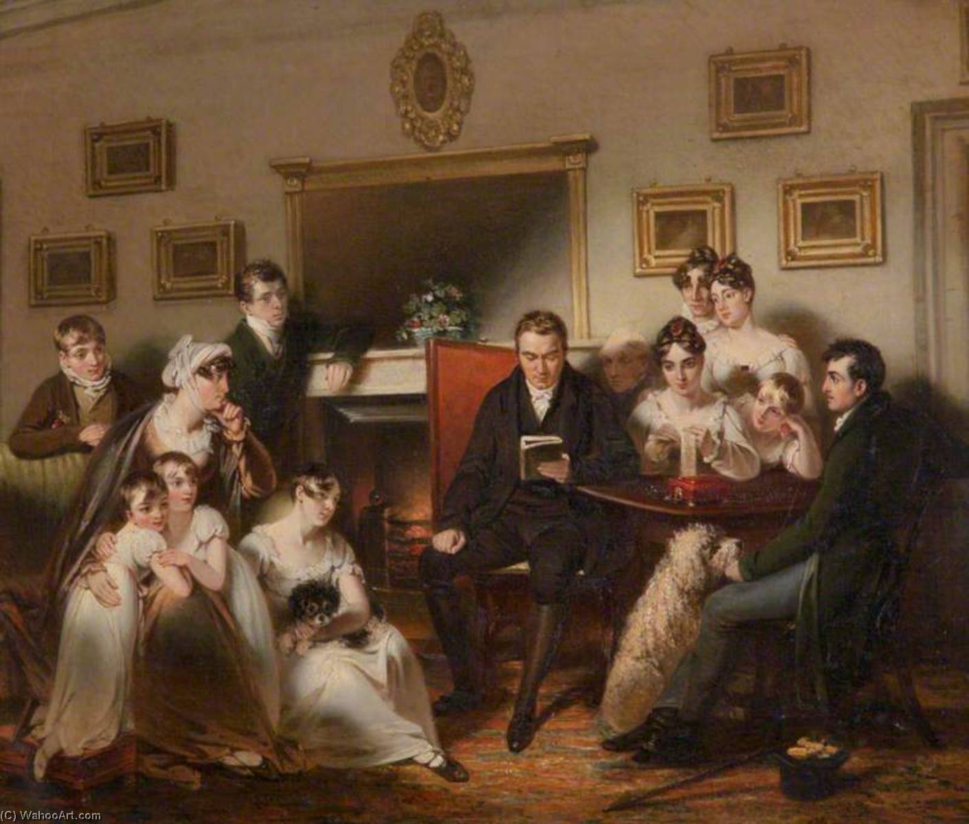 Order Oil Painting Replica The Pastor`s Fireside The family of Sir Thomas Acland, 10th Bt, Being Read to by the Vicar of Silverton by Henry Singleton (1766-1839, United States) | ArtsDot.com