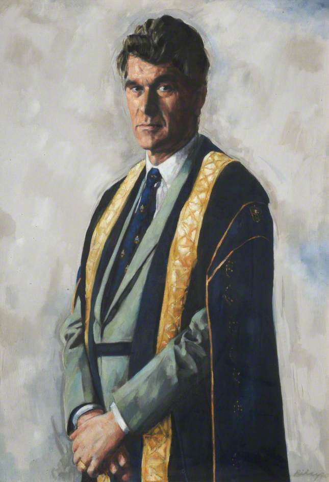 Order Artwork Replica Sir John Michael Ashworth (b.1938), Third Vice Chancellor of the University of Salford (1981–1990), 1990 by Harold Riley (Inspired By) (1934-1976, United Kingdom) | ArtsDot.com