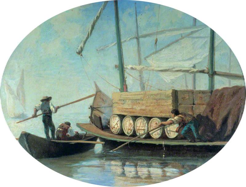 Order Oil Painting Replica A Barge, 1855 by Francois Bocion (1828-1890) | ArtsDot.com
