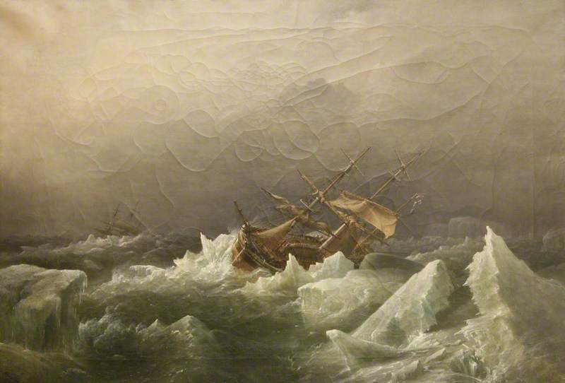 Order Paintings Reproductions Antarctic Expedition Gale in the Pack, 1842, 1863 by Richard Brydges Beechey (1808-1895) | ArtsDot.com