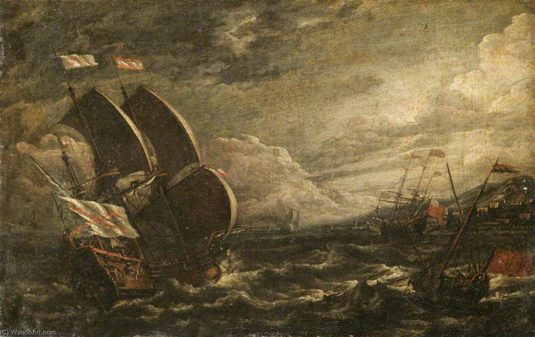 Order Paintings Reproductions A Storm at Sea, 1686 by Lorenzo A Castro (1650-1700) | ArtsDot.com
