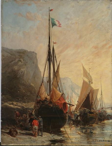 Order Paintings Reproductions Bateaux sur la côte normande by Jules Achille Noel (1810-1881, France) | ArtsDot.com