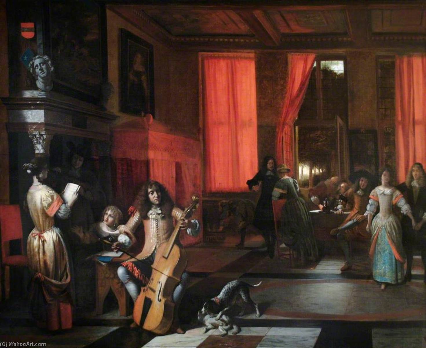 Pedir Reproducciones De Arte Una fiesta musical, 1675 de Pieter De Hooch (1629-1694, Netherlands) | ArtsDot.com