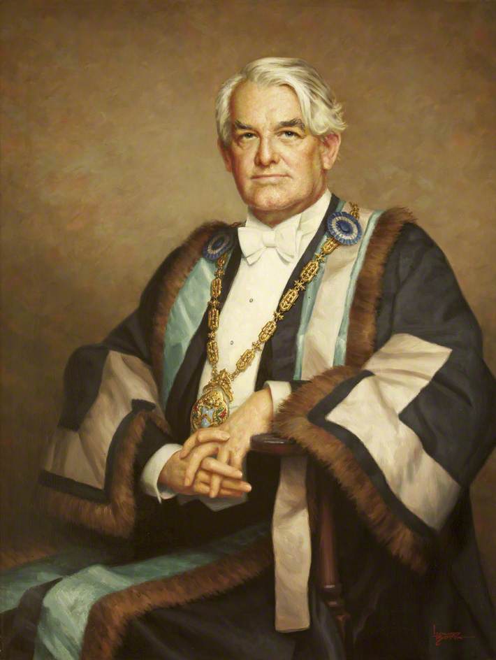 Order Oil Painting Replica Alfred C. V. Telling, Founder Chairman of H. A. T. Group plc, Master of the Worshipful Company of Plaisterers (1972–1973) by Leonard Boden (Inspired By) (1911-1999) | ArtsDot.com