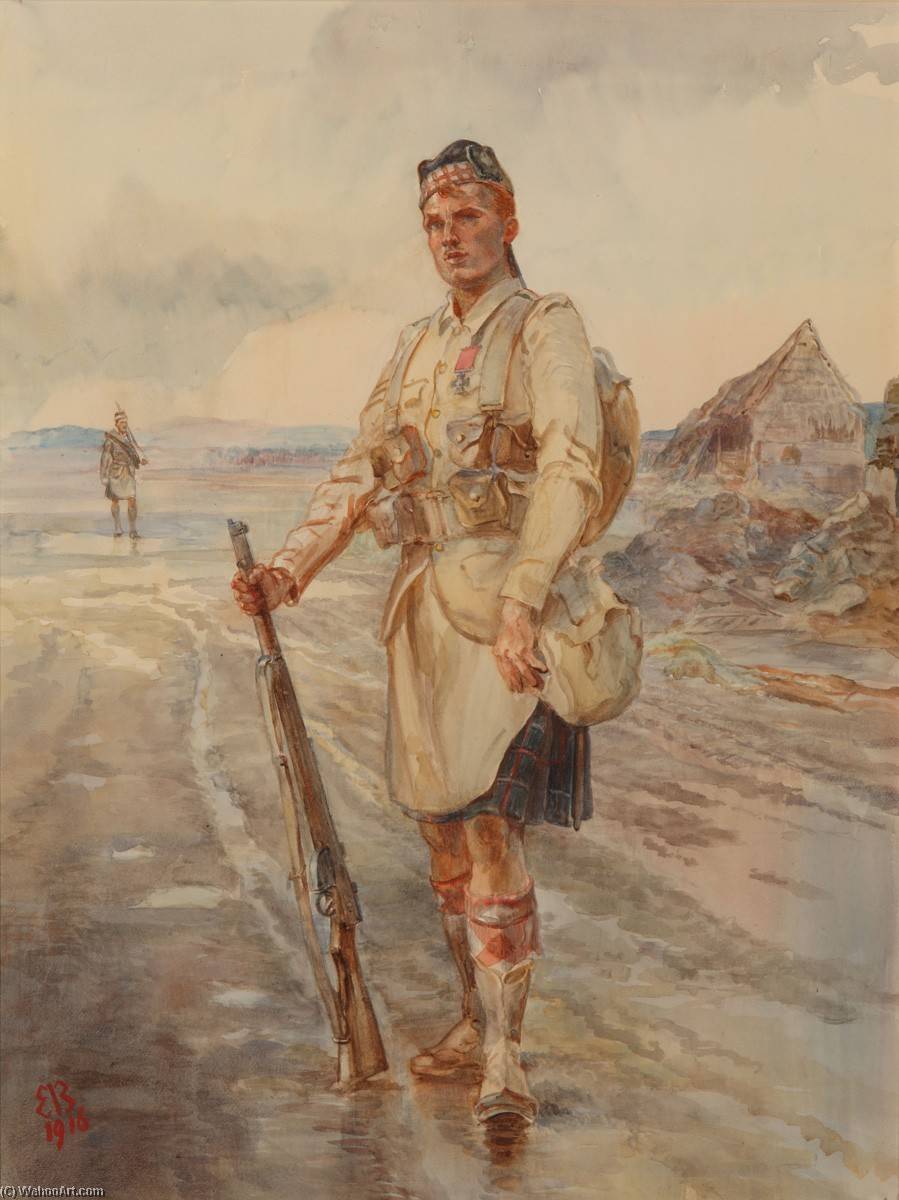 Order Oil Painting Replica A `V. C.` of the Seaforths, 1916 by Elizabeth Southerden Thompson Butler (1846-1933, Switzerland) | ArtsDot.com