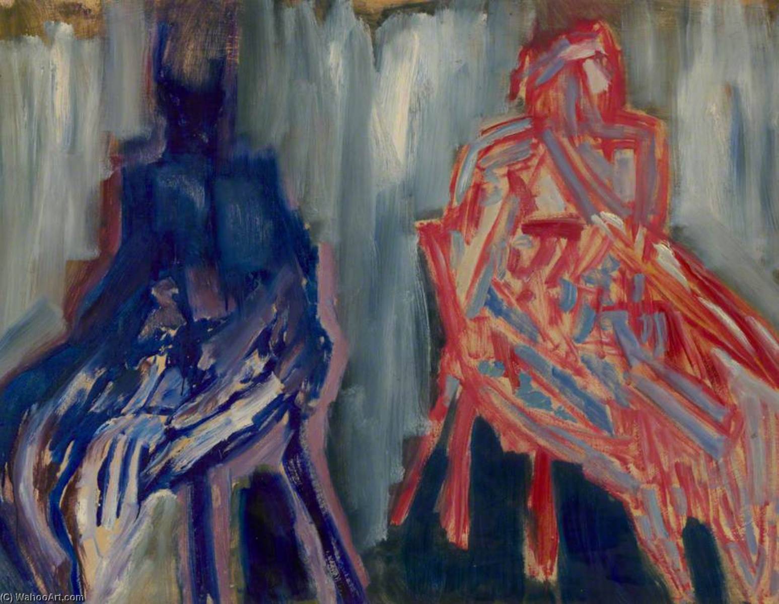 Two Seated Figures, 1948 by Cliff Holden (1919-2020) Cliff Holden | ArtsDot.com