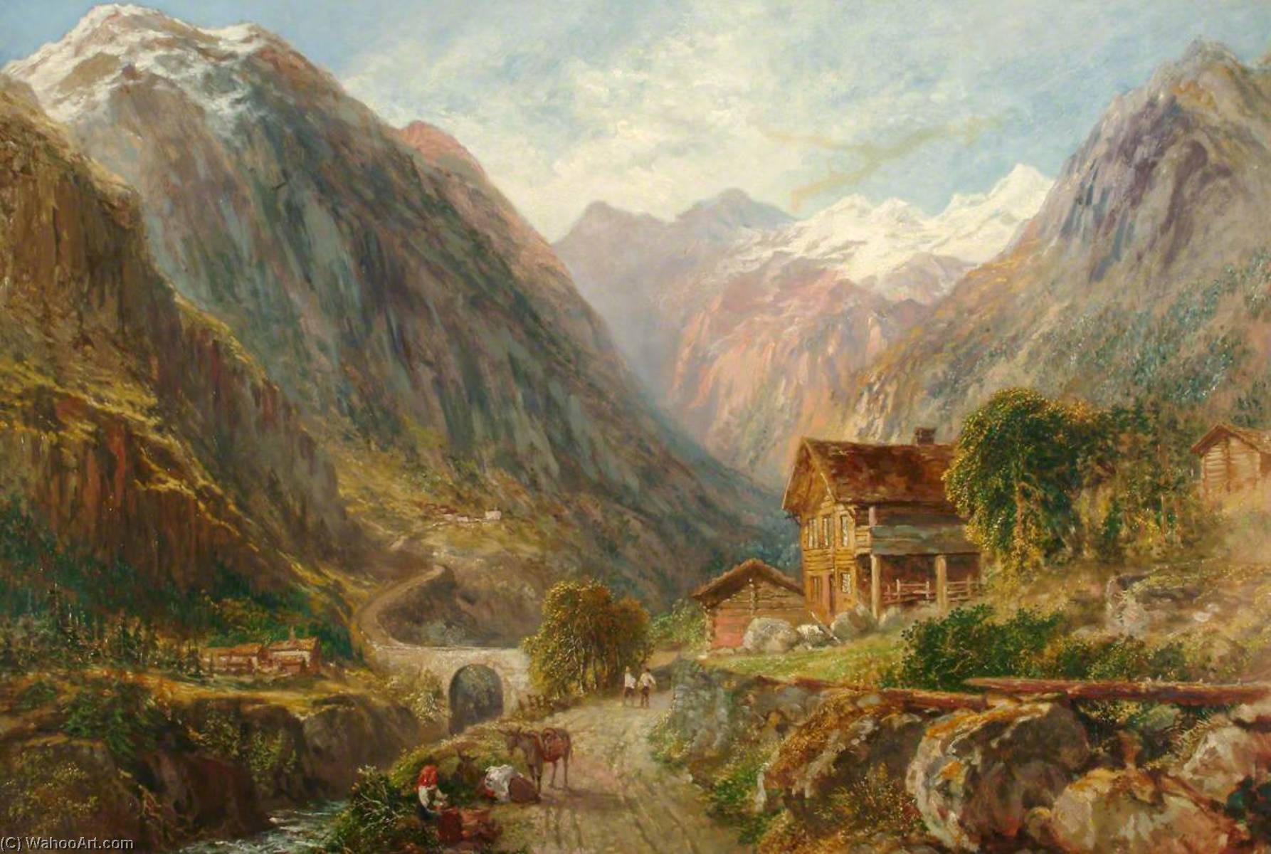 Order Oil Painting Replica Route of St Gotthard, Göschenen by Henry Harris Lines (1801-1889) | ArtsDot.com