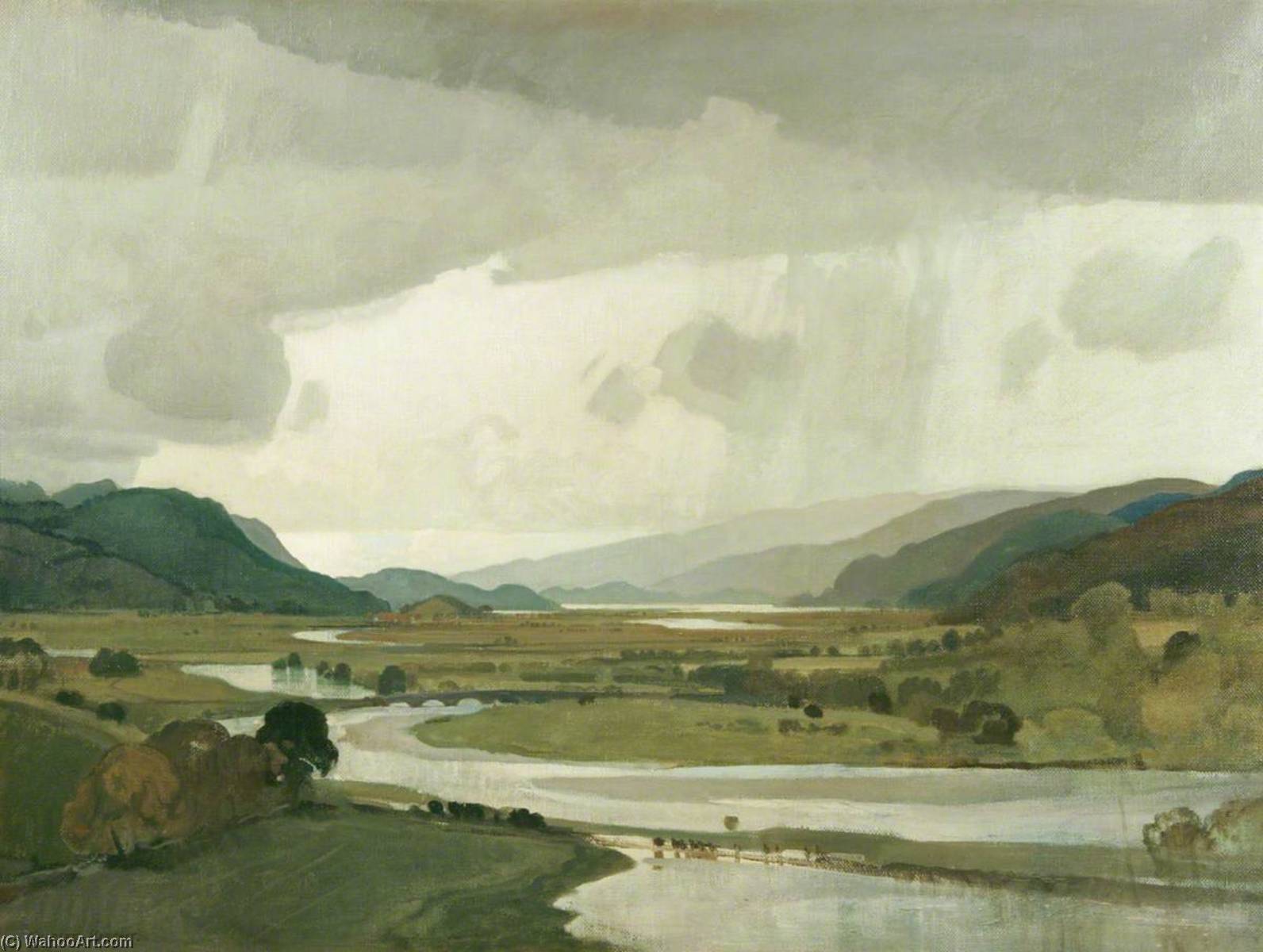 Order Oil Painting Replica Summer Flood, North Wales (The Valley of the Mawdach near Dolgelly) by Charles Parsons Knight (1829-1897) | ArtsDot.com