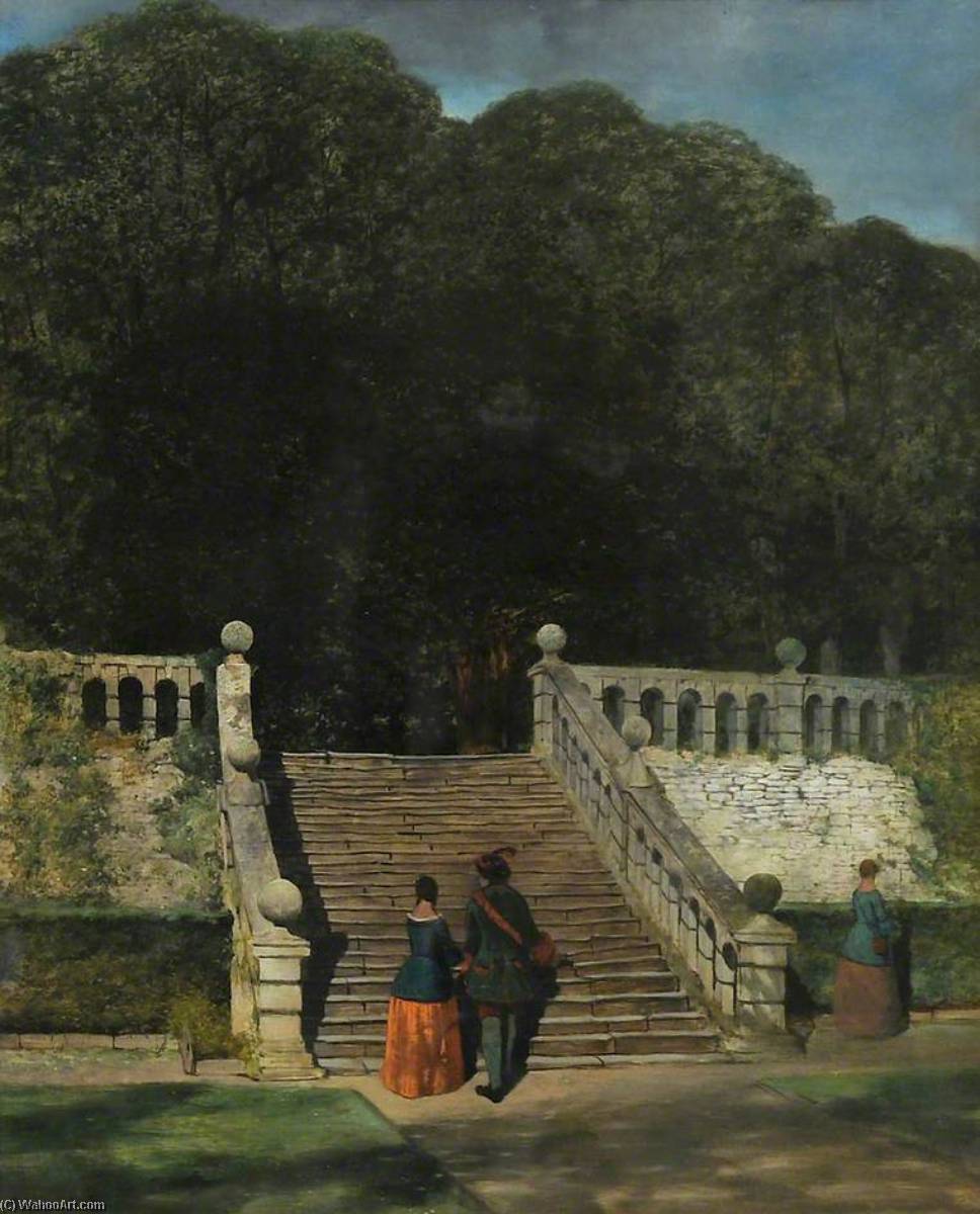 Order Oil Painting Replica The Terrace, Haddon Hall, 1845 by William James Blacklock (1816-1858, United Kingdom) | ArtsDot.com