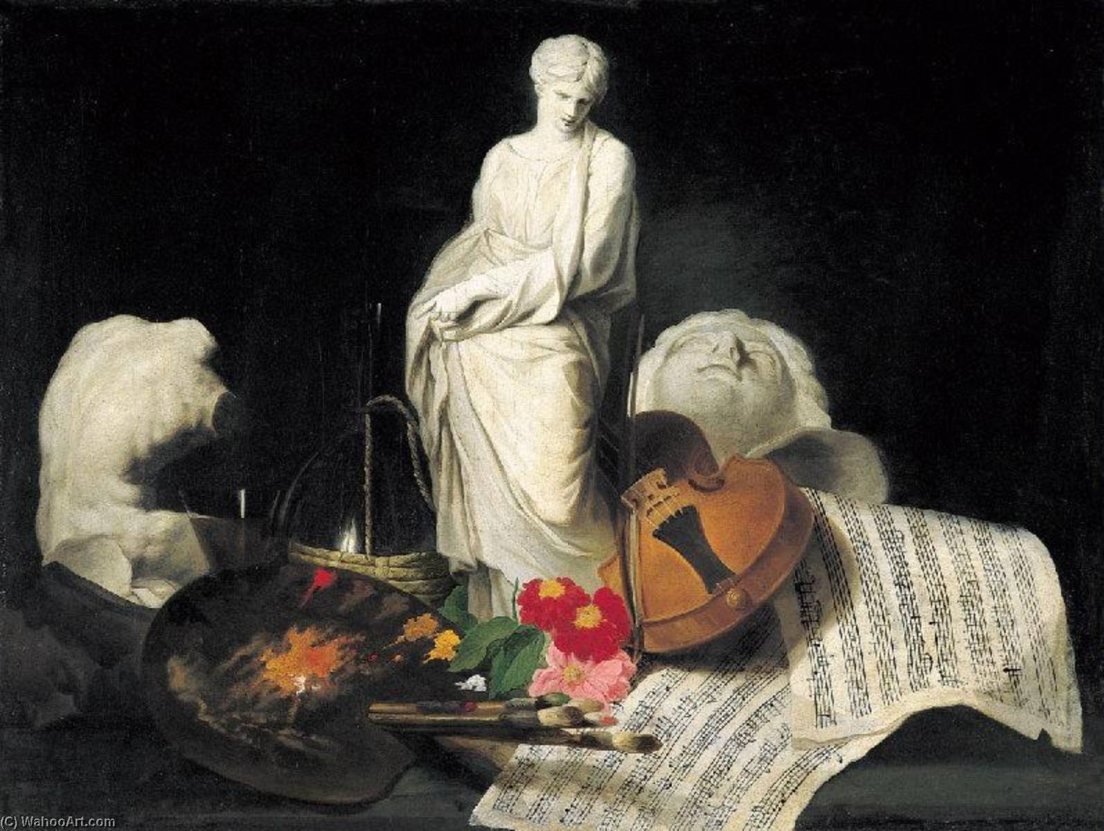 Ordem Reproduções De Arte Fantaisie d`artiste natureza morte símbolo por Pierre Subleyras (1699-1749, France) | ArtsDot.com