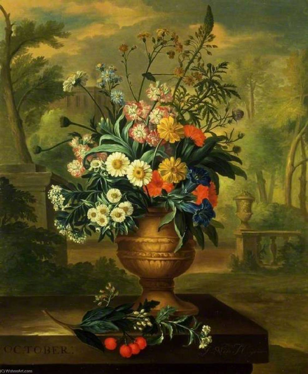 Buy Museum Art Reproductions Twelve Months of Flowers October by Jacob Van Huysum (1687-1740) | ArtsDot.com
