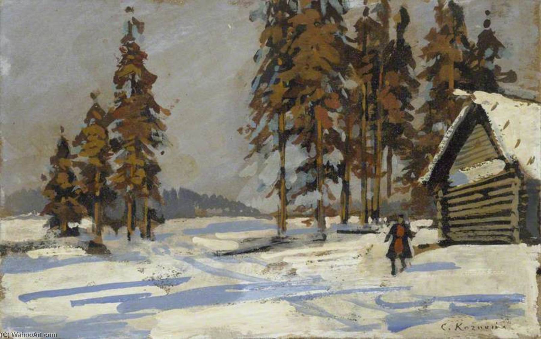 Buy Museum Art Reproductions Winter Landscape by Konstantin Alekseyevich Korovin | ArtsDot.com