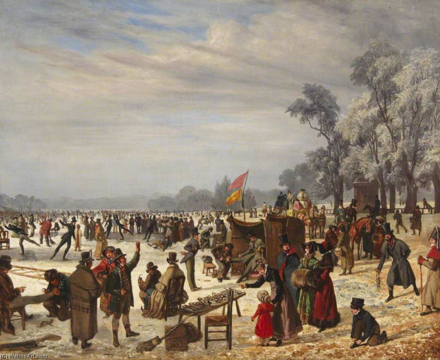顺序 油畫 Serpentine, Hyde Park, 晚期Frost, 1823 通过 John James Chalon (1778-1854) | ArtsDot.com