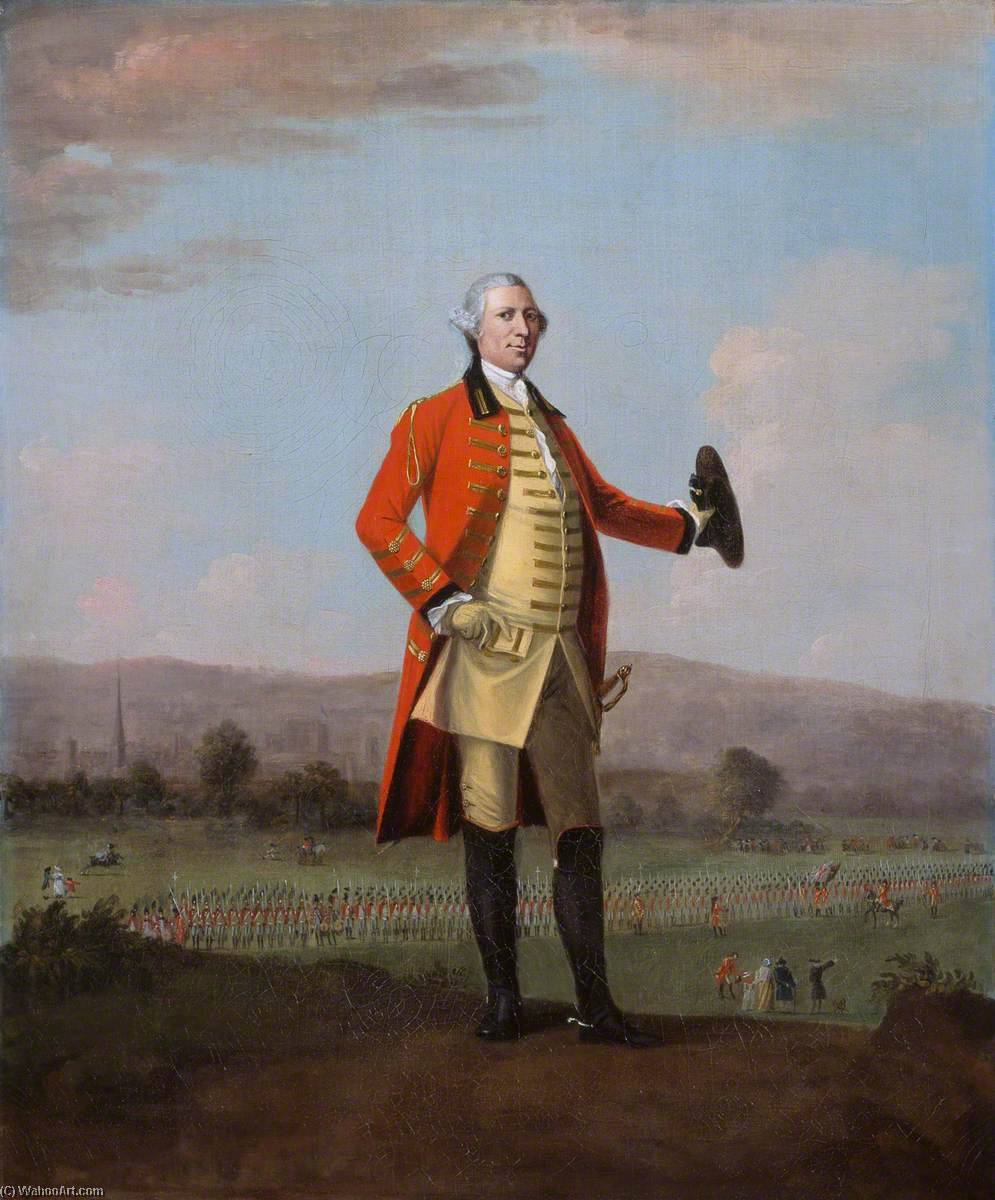 Order Oil Painting Replica Sir Armine Wodehouse (1714–1777), MP, Colonel of the 2nd, or Eastern Regiment of Norfolk Militia, at a Review of his Regiment near Norwich, 1759 by David Morier (1705-1770, Switzerland) | ArtsDot.com