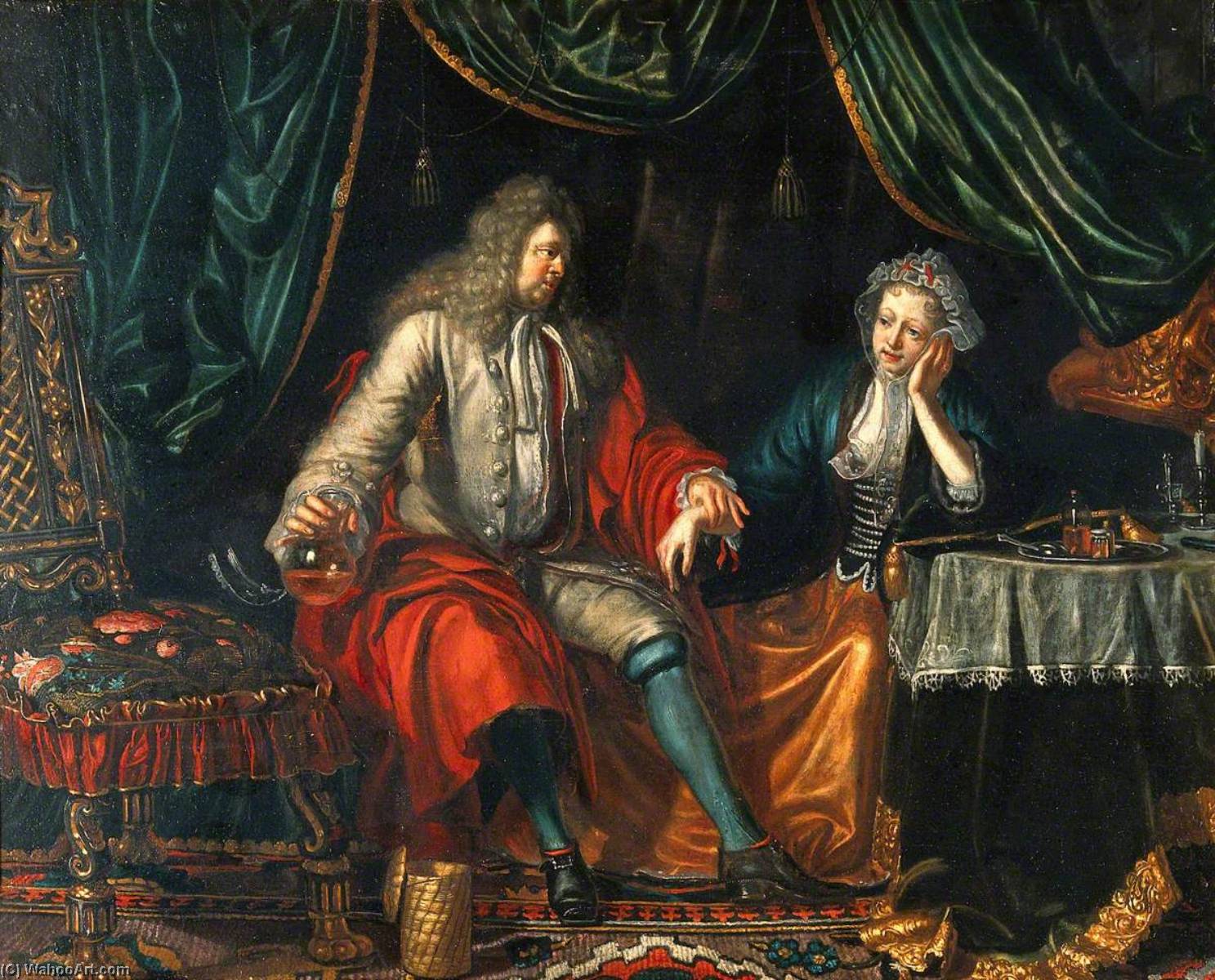 Order Oil Painting Replica A Physician Feeling the Pulse of a Seated Woman Patient, 1700 by Matthijs Naiveu (1647-1726, Netherlands) | ArtsDot.com