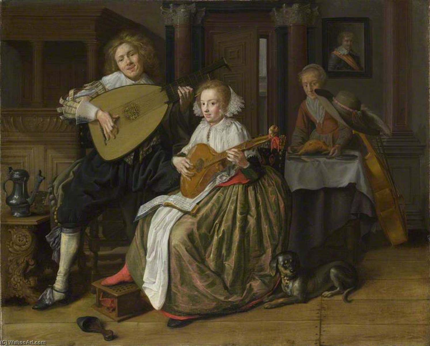 Buy Museum Art Reproductions A Young Man playing a Theorbo and a Young Woman playing a Cittern by Jan Miense Molenaer (1610-1668, Netherlands) | ArtsDot.com