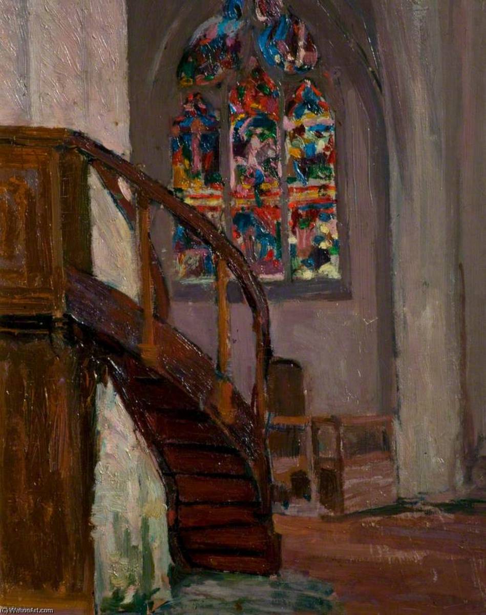 Order Oil Painting Replica Intérieur d`église by Maurice Marinot (Inspired By) (1882-1960) | ArtsDot.com