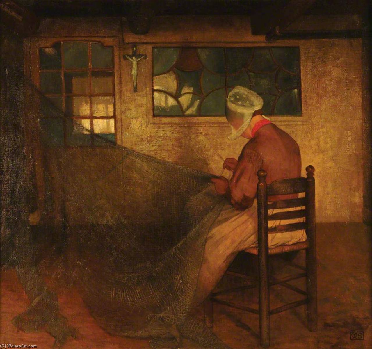 Order Oil Painting Replica The Net Mender by Marianne Stokes (1855-1927, Austria) | ArtsDot.com