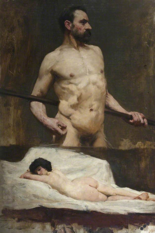 Order Oil Painting Replica Study of Reclining Female Nude and Bearded Male by George Denholm Armour (1864-1949) | ArtsDot.com