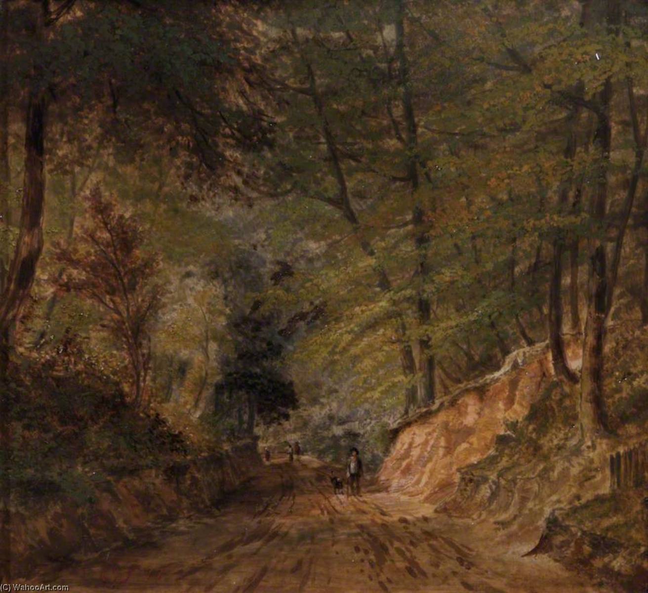 顺序 手工油畫 通往Holme Wood的道路(可能是Holmwood Common,Surrey), 1877 通过 Charles Smith (1749-1824) | ArtsDot.com