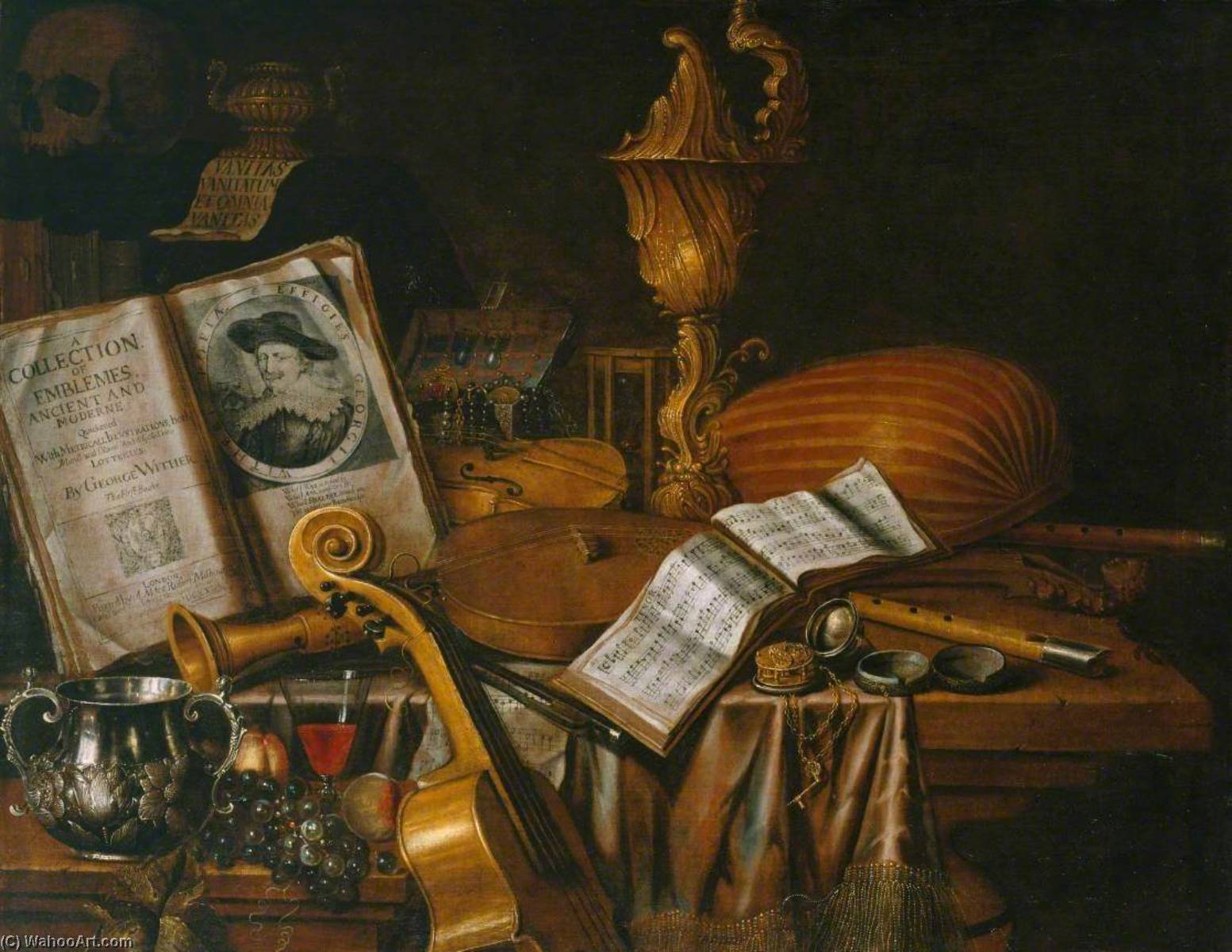 Order Oil Painting Replica Still Life with a Volume of Wither`s `Emblemes`, 1696 by Edwaert Collier (1642-1708) | ArtsDot.com
