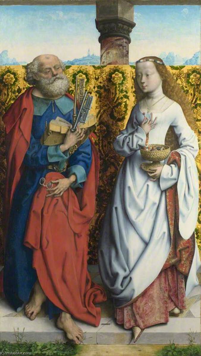Order Oil Painting Replica Saints Peter and Dorothy, 1505 by Maitre De Saint Barthelemy (1450-1510) | ArtsDot.com