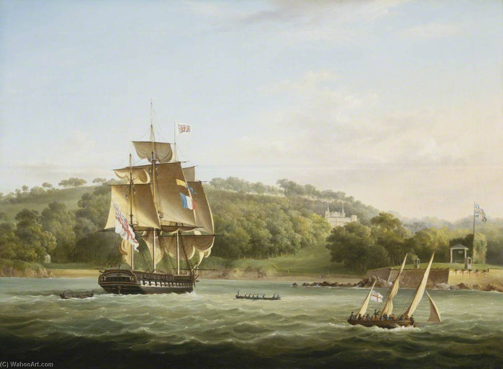 A Frigate and Other Vessels in Barn Pool off Plymouth, 1850 by Thomas Lyde Hornbrook Thomas Lyde Hornbrook | ArtsDot.com