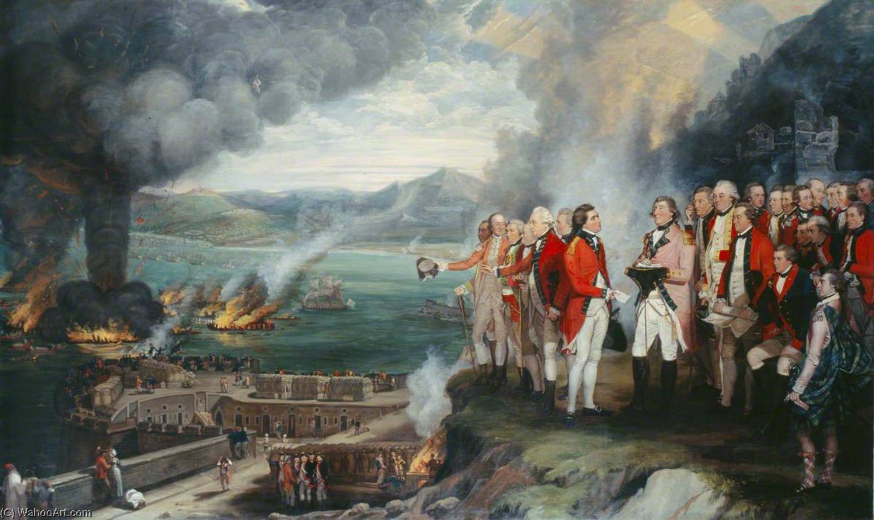 General Eliott (1717–1790), and His Officers Observing the Destruction of the Floating Batteries, Gibraltar, 14 September 1782, 1784 by George Carter George Carter | ArtsDot.com