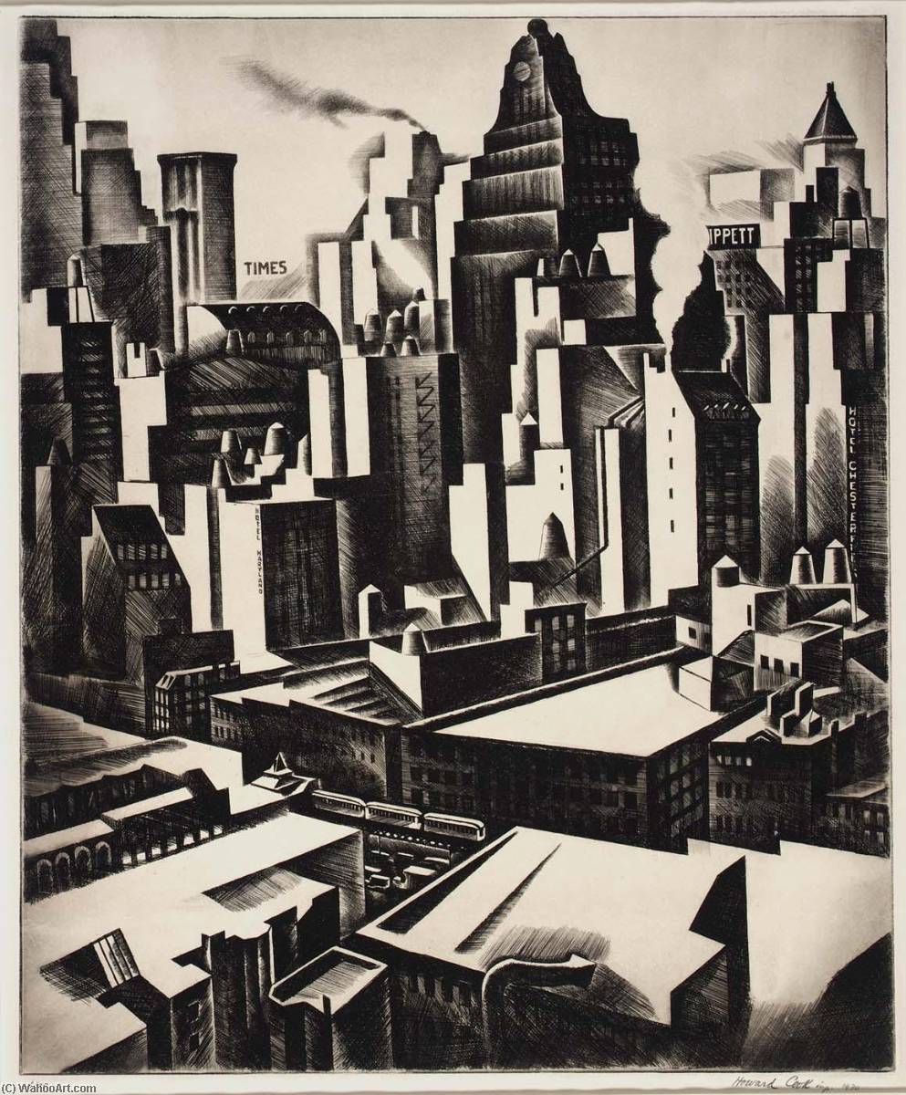 Order Artwork Replica Times Square Sector (Times Square Section), 1930 by Howard Cook (Inspired By) (1901-1980) | ArtsDot.com