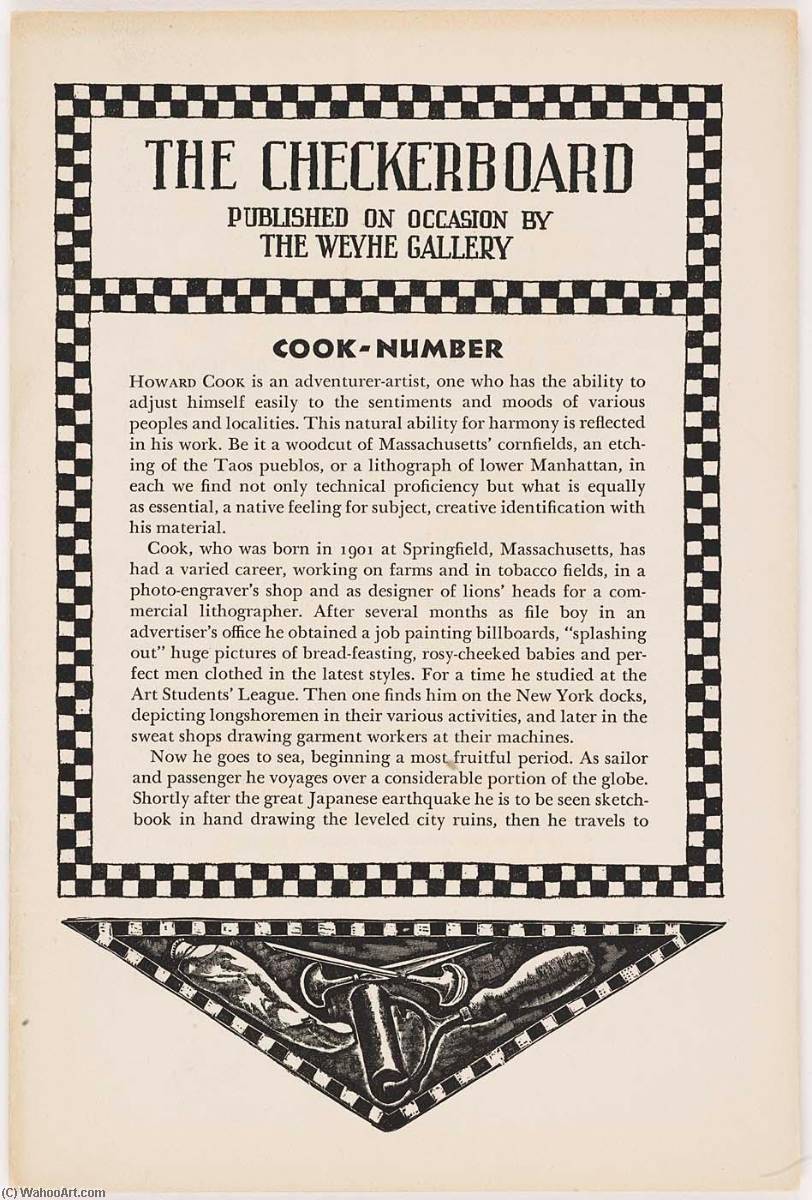 Order Artwork Replica The Checkerboard, published by The Weyhe Gallery, 1931 by Howard Cook (Inspired By) (1901-1980) | ArtsDot.com