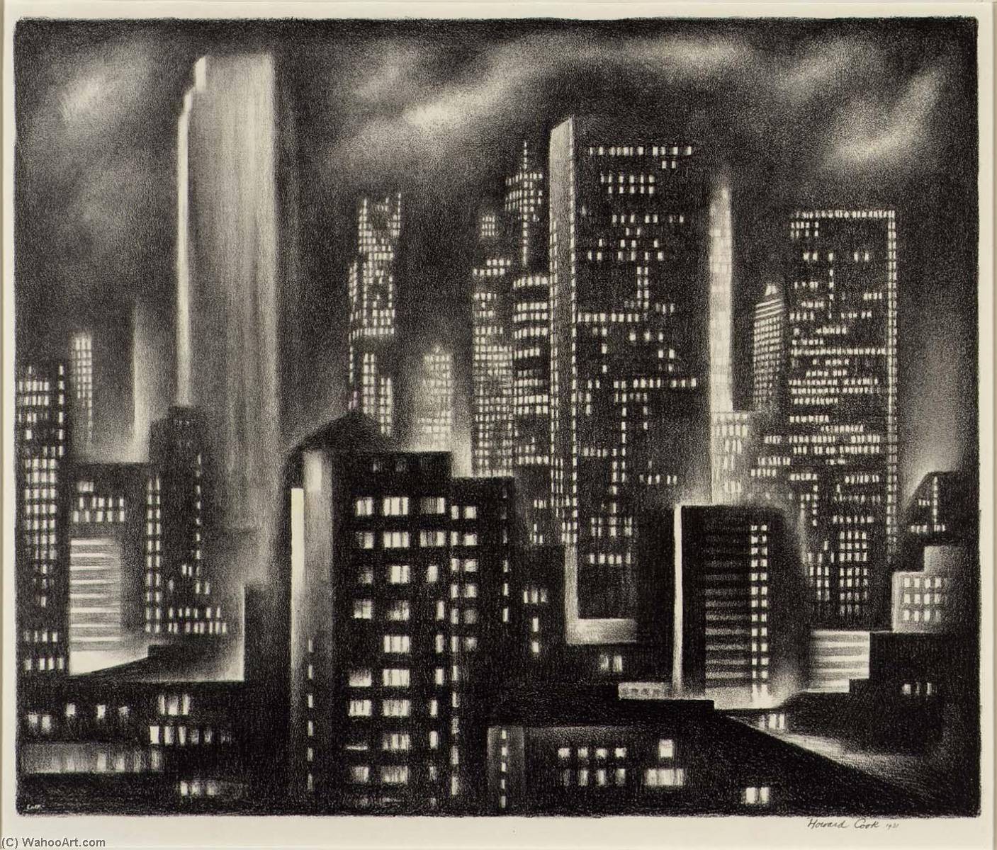 Buy Museum Art Reproductions New York Night, 1931 by Howard Cook (Inspired By) (1901-1980) | ArtsDot.com