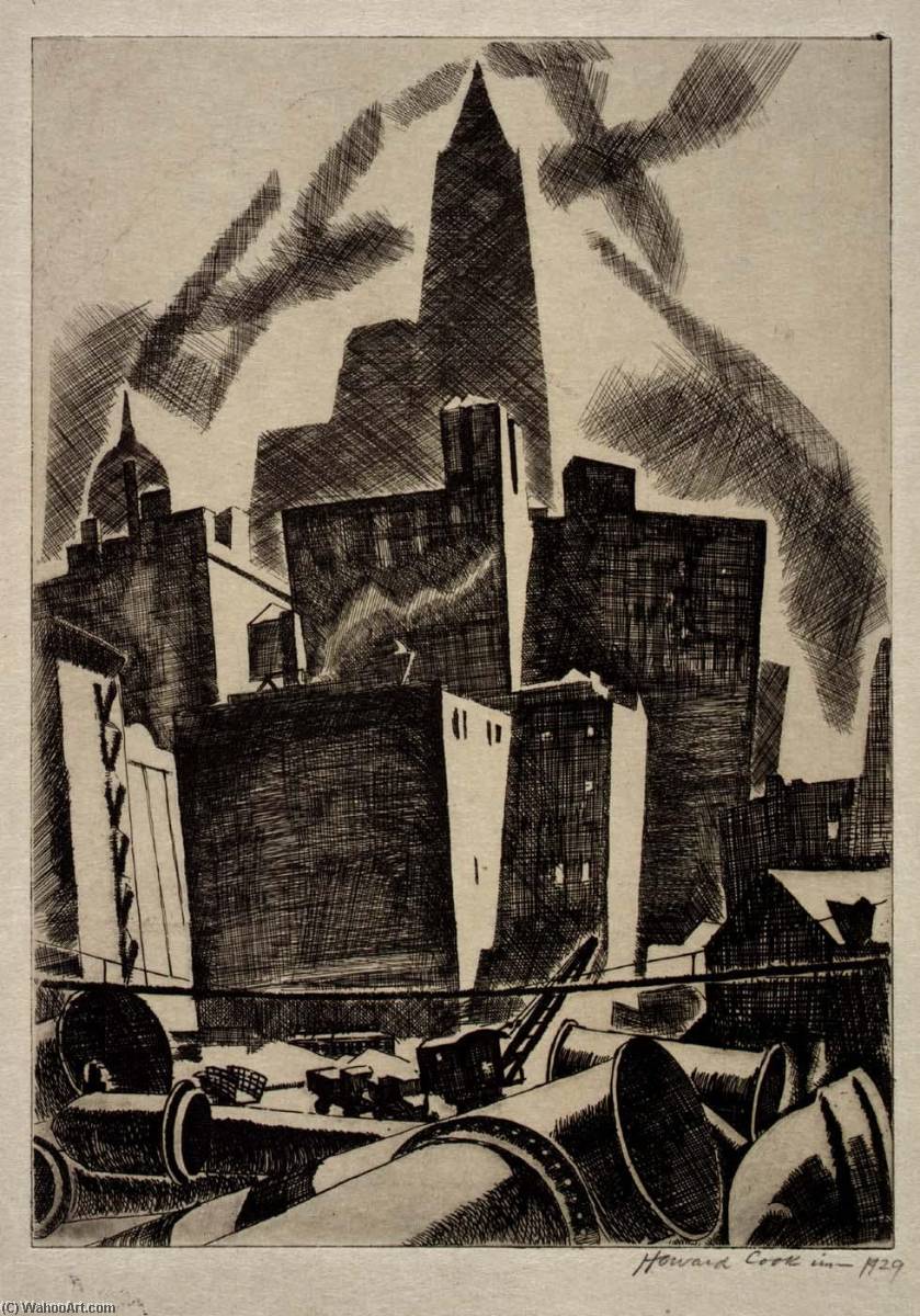 Buy Museum Art Reproductions Towers, N.Y, 1928 by Howard Cook (Inspired By) (1901-1980) | ArtsDot.com