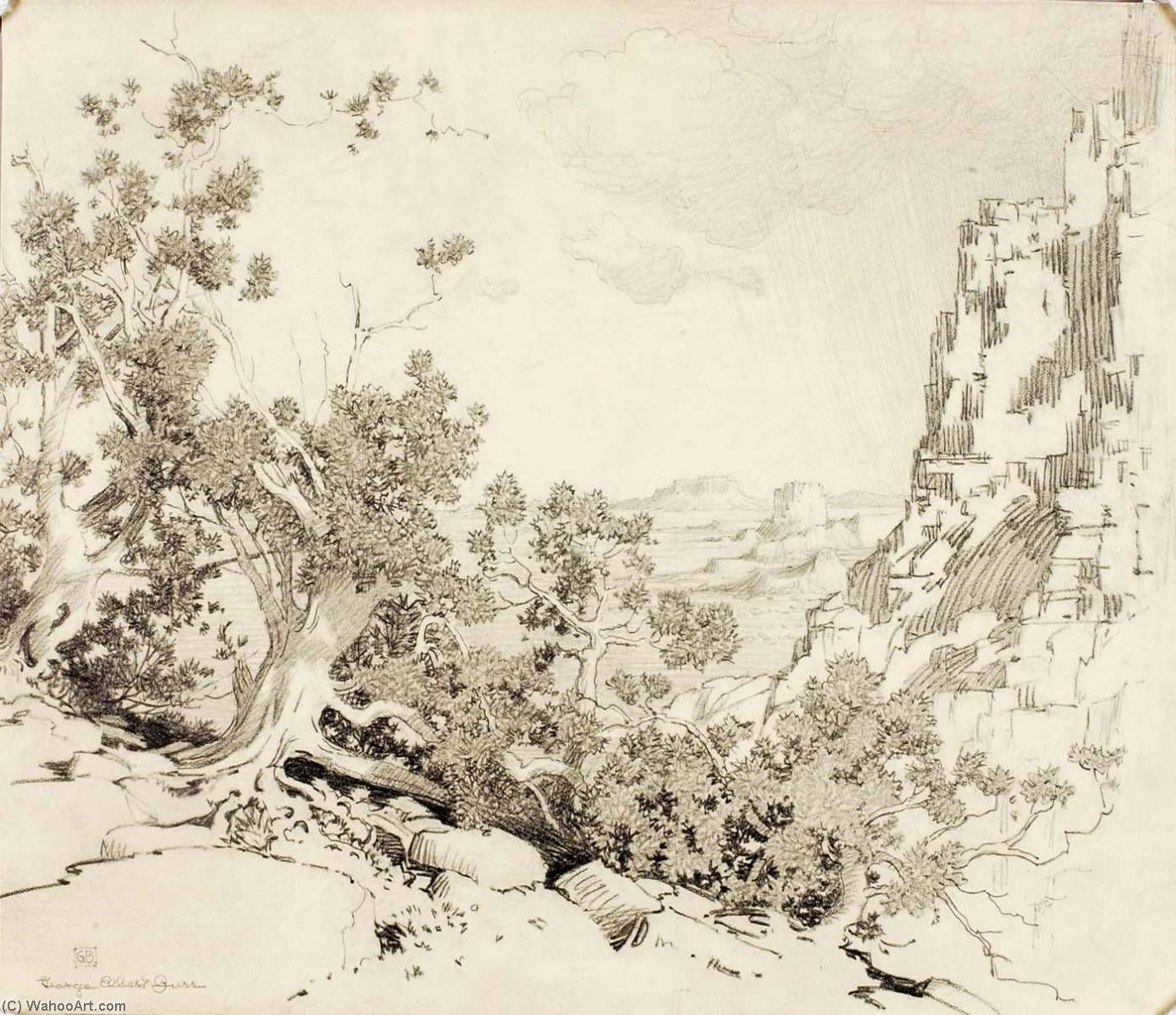 Order Artwork Replica Untitled (transfer drawing for The Edge of the Desert, Arizona), 1920 by George Elbert Burr (1859-1939) | ArtsDot.com