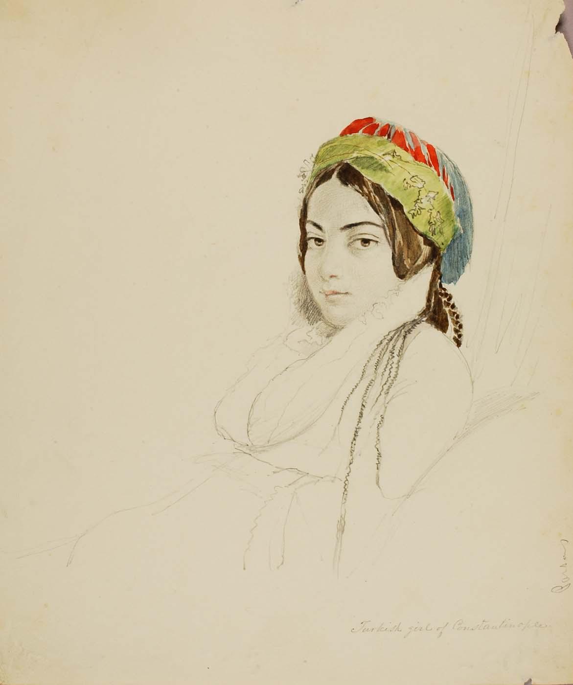 Buy Museum Art Reproductions Turkish Girl of Constantinople by Miner Kilbourne Kellogg (1814-1889) | ArtsDot.com