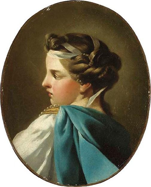 Order Oil Painting Replica Head of a Lady by Charles-André Van Loo (Carle Van Loo) (1705-1765, France) | ArtsDot.com