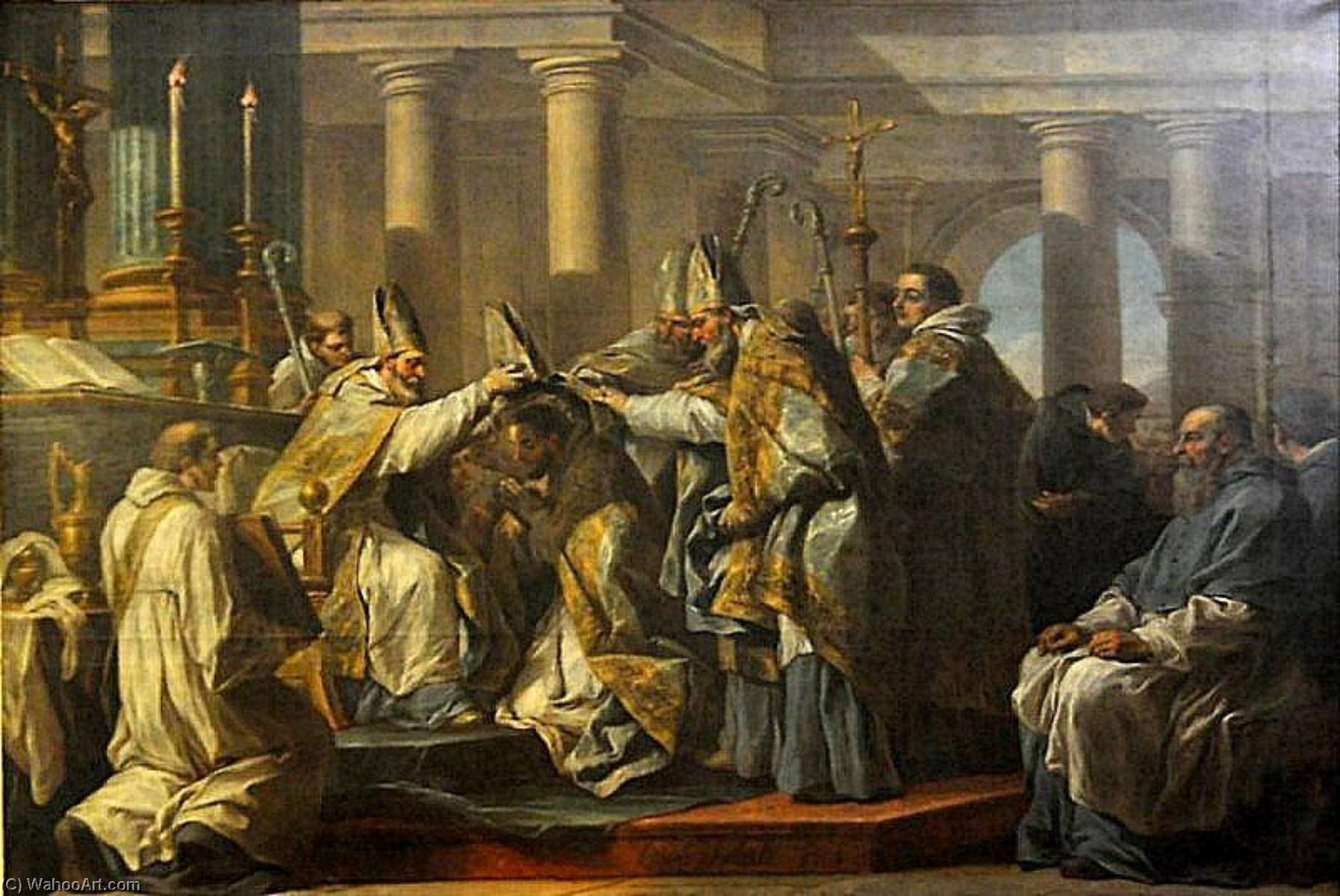 Order Art Reproductions Life of St Augustine The Ordination of St Augustine, 1753 by Charles-André Van Loo (Carle Van Loo) (1705-1765, France) | ArtsDot.com