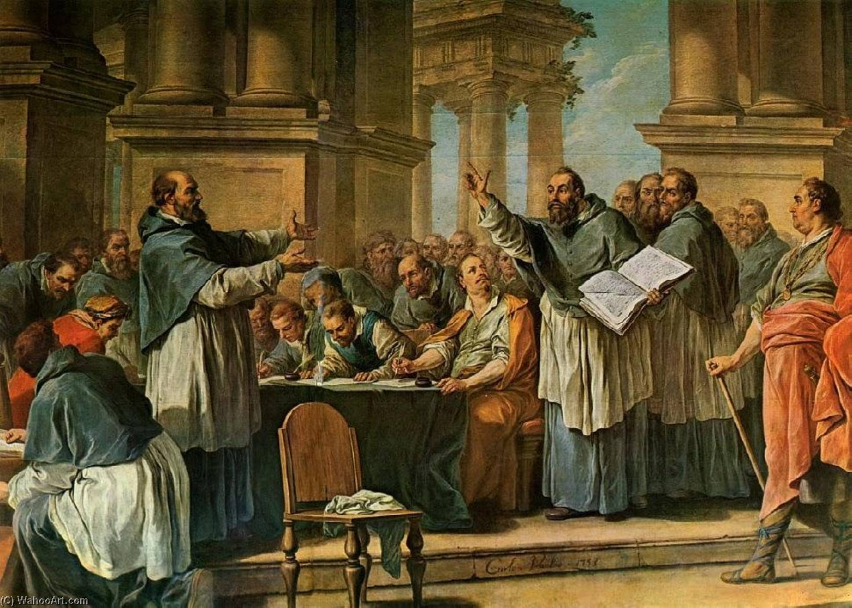 Order Oil Painting Replica Life of St Augustine Saint Augustine Disputing with the Donatists, 1753 by Charles-André Van Loo (Carle Van Loo) (1705-1765, France) | ArtsDot.com