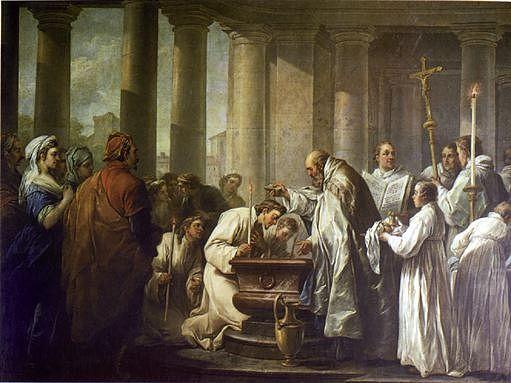 Order Oil Painting Replica Life of St Augustine The Baptism of St Augustine, 1755 by Charles-André Van Loo (Carle Van Loo) (1705-1765, France) | ArtsDot.com