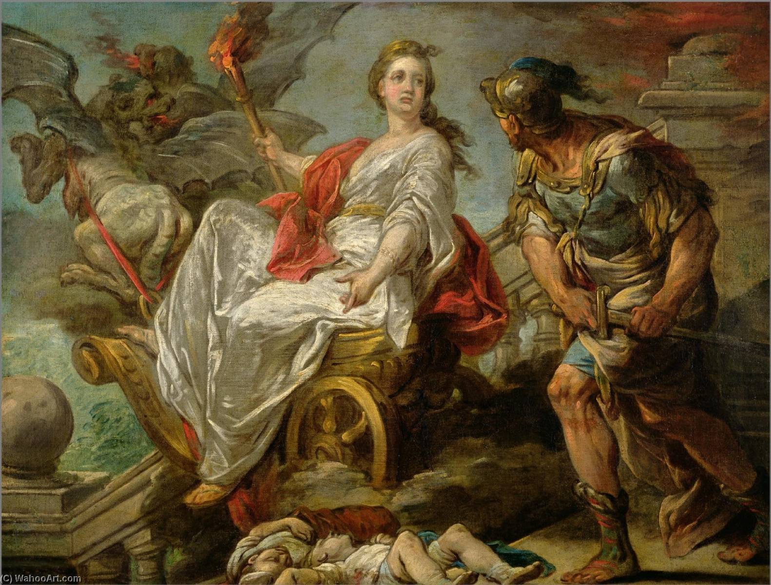 Ordinare Riproduzioni Di Belle Arti Mademoiselle Clairon come Medea (studio), 1759 di Charles-André Van Loo (Carle Van Loo) (1705-1765, France) | ArtsDot.com