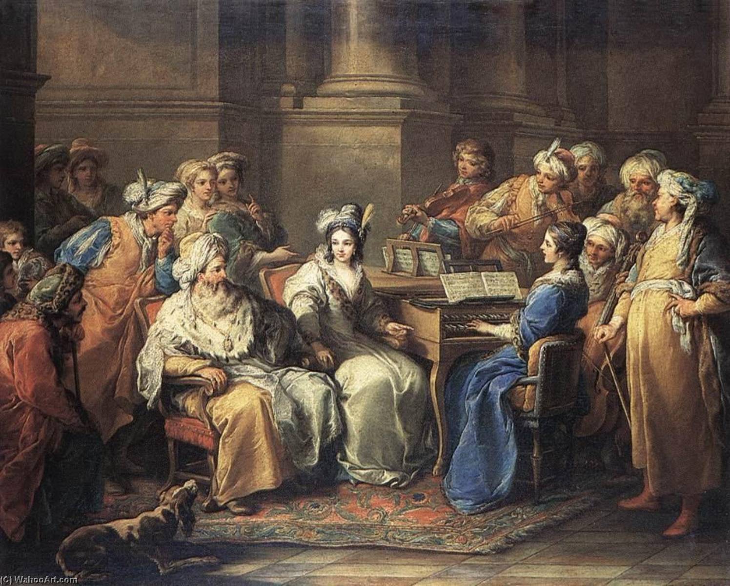 Ordinare Riproduzioni Di Quadri Il Gran Turco che dà un concerto alla sua padrona, 1737 di Charles-André Van Loo (Carle Van Loo) (1705-1765, France) | ArtsDot.com