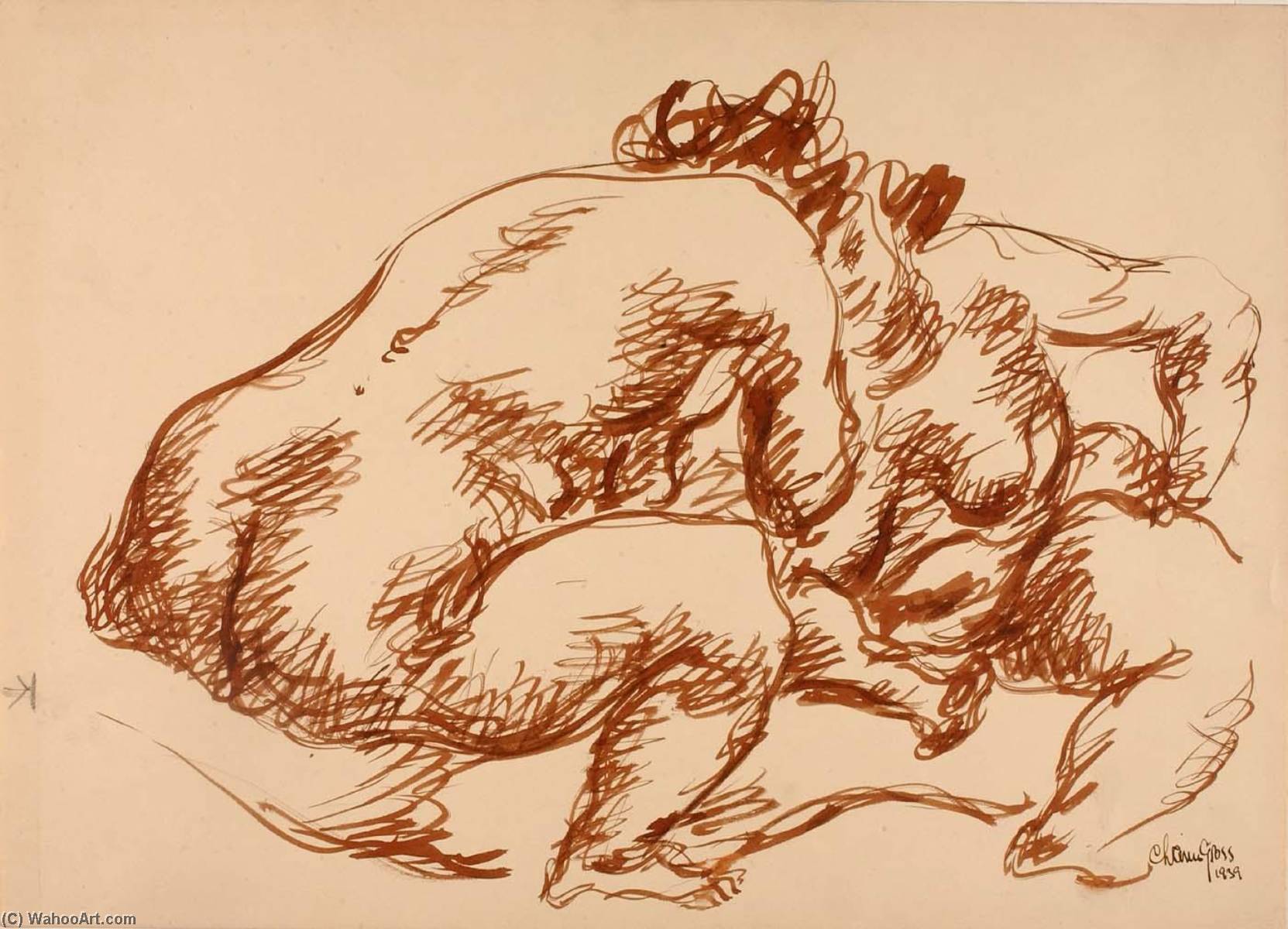 Order Artwork Replica (Two Nudes), 1939 by Chaim Gross (Inspired By) (1902-1991) | ArtsDot.com