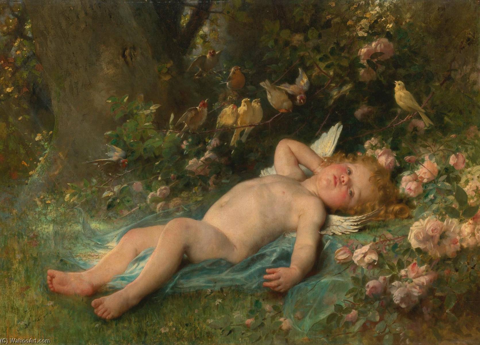 Order Paintings Reproductions Le reveil de l`Amour by Léon Jean Bazille Perrault (1832-1908, France) | ArtsDot.com