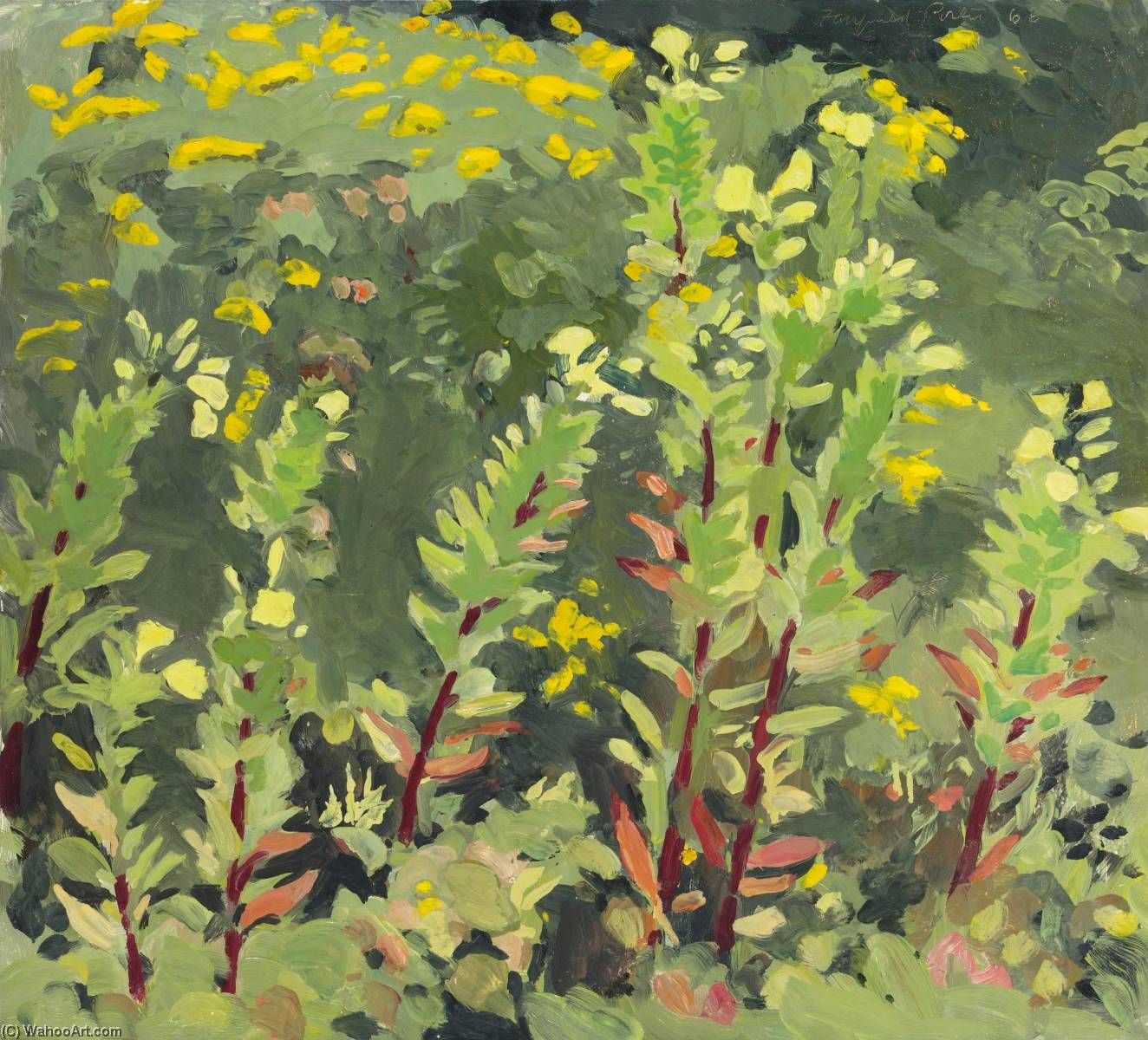 Order Oil Painting Replica Primroses and Goldenrod by Fairfield Porter (Inspired By) (1907-1975) | ArtsDot.com