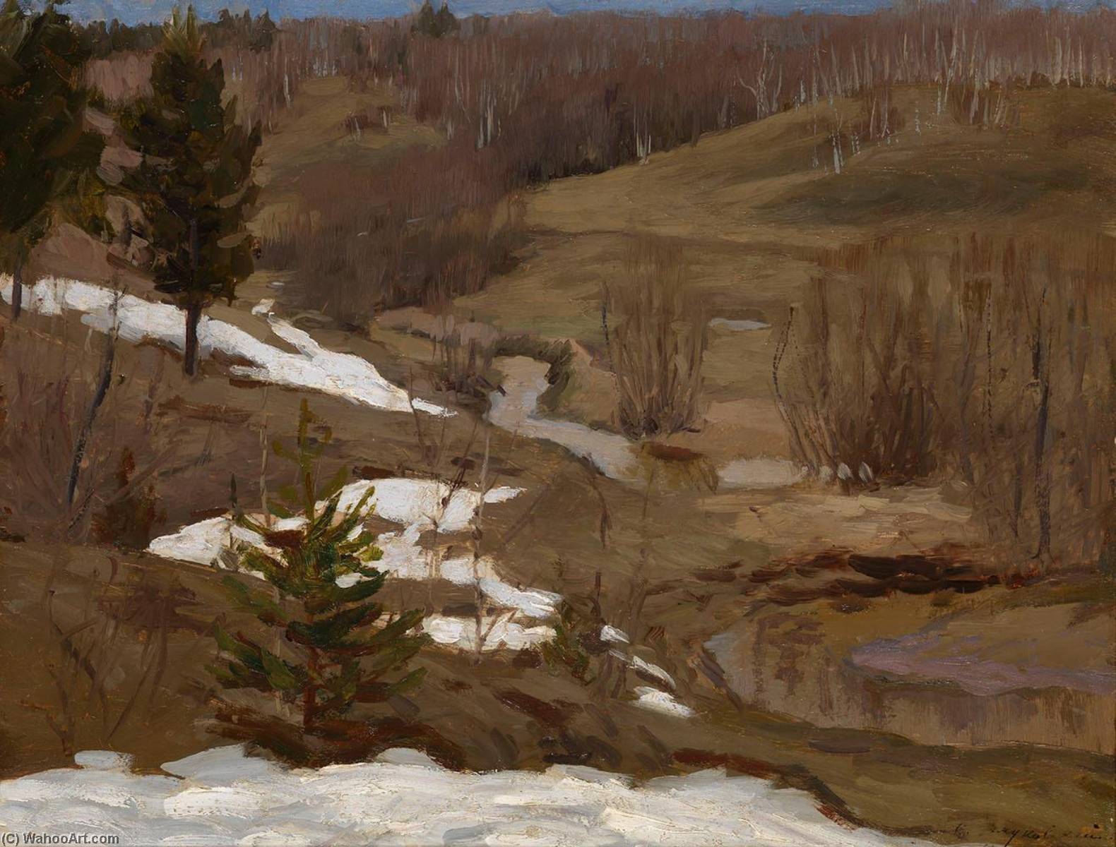 Order Oil Painting Replica Melting Snow on the Slopes, 1898 by Stanislav Zhukovsky (1873-1944) | ArtsDot.com